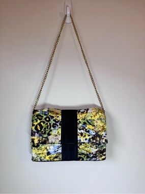 J.Renee vintage Multicolor Studded Pleated Fold over Clutch with Gold Chain